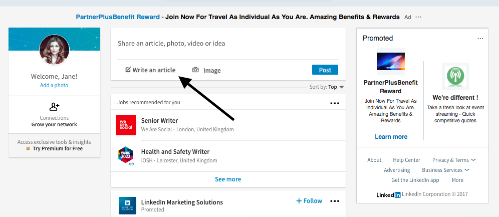 write articles on LinkedIn