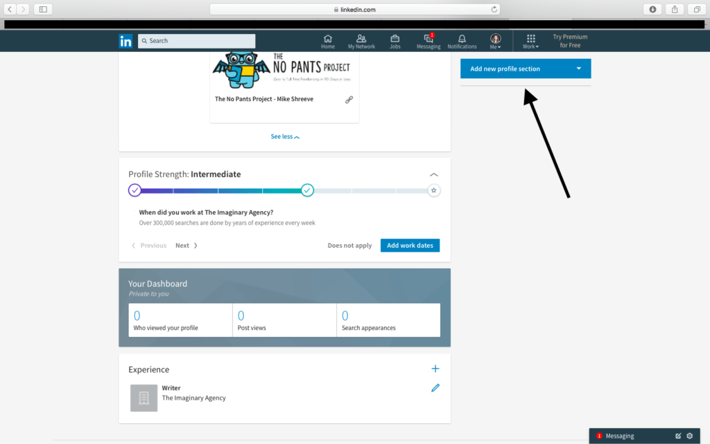 add new LinkedIn profile section