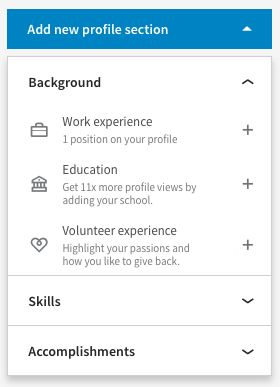 how to add LinkedIn profile section