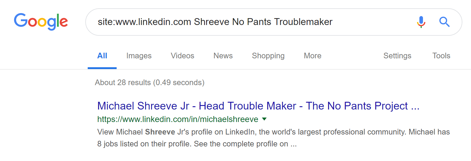 linkedin Mike Shreeve No Pants Project