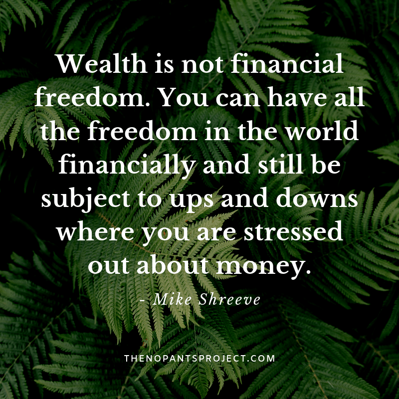 wealth is not financial freedom Mike Shreeve The No Pants Project